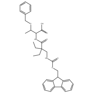(2R,3S)-3-(benzyloxy)-2-{2-ethyl-2-[({[(9H-fluoren-9-yl)methoxy]carbonyl}amino)methyl]butanamido}butanoic acid结构式