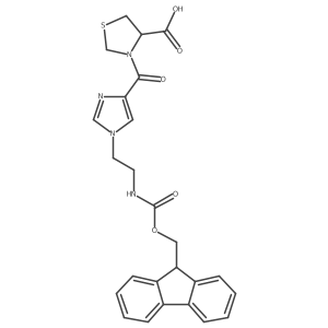(4R)-3-{1-[2-({[(9H-fluoren-9-yl)methoxy]carbonyl}amino)ethyl]-1H-imidazole-4-carbonyl}-1,3-thiazolidine-4-carboxylic acid结构式