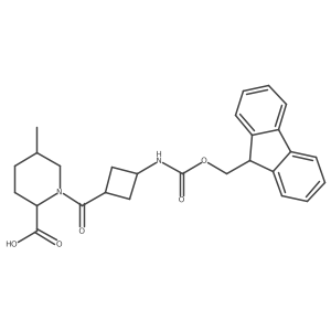 1-[3-({[(9H-fluoren-9-yl)methoxy]carbonyl}amino)cyclobutanecarbonyl]-5-methylpiperidine-2-carboxylic acid Structure