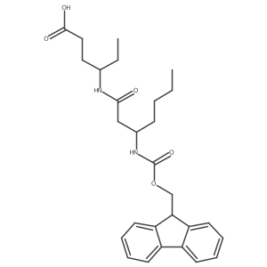 4-[(3R)-3-({[(9H-fluoren-9-yl)methoxy]carbonyl}amino)heptanamido]hexanoic acid结构式