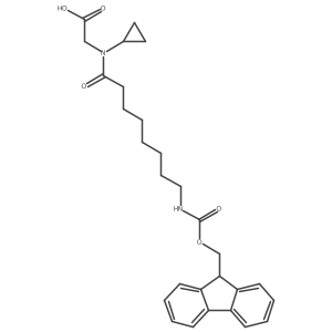 2-[N-cyclopropyl-8-({[(9H-fluoren-9-yl)methoxy]carbonyl}amino)octanamido]acetic acid结构式