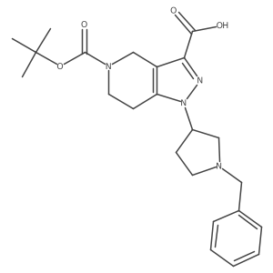 1-(1-Benzylpyrrolidin-3-YL)-5-(tert-butoxycarbonyl)-4,5,6,7-tetrahydro-1H-pyrazolo[4,3-C]pyridine-3-carboxylic acid Structure