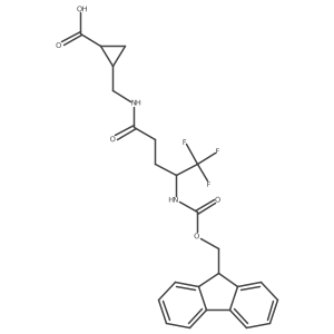 (1RS,2SR)-2-{[(4S)-4-({[(9H-fluoren-9-yl)methoxy]carbonyl}amino)-5,5,5-trifluoropentanamido]methyl}cyclopropane-1-carboxylic acid结构式