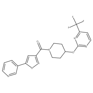 2-({1-[5-(Pyridin-3-yl)-1,2-oxazole-3-carbonyl]piperidin-4-yl}oxy)-4-(trifluoromethyl)pyrimidine结构式