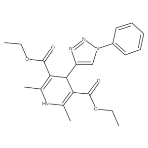 3,5-diethyl 2,6-dimethyl-4-(1-phenyl-1H-1,2,3-triazol-4-yl)-1,4-dihydropyridine-3,5-dicarboxylate结构式
