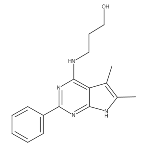 3-[(5,6-dimethyl-2-phenyl-7H-pyrrolo[2,3-d]pyrimidin-4-yl)amino]propan-1-ol结构式