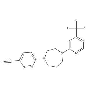 6-{4-[6-(Trifluoromethyl)pyrimidin-4-yl]-1,4-diazepan-1-yl}pyridazine-3-carbonitrile结构式