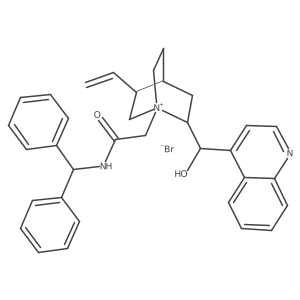 (1S,2R,4S,5R)-1-(2-(Benzhydrylamino)-2-oxoethyl)-2-((S)-hydroxy(quinolin-4-yl)methyl)-5-vinylquinuclidin-1-ium bromide结构式