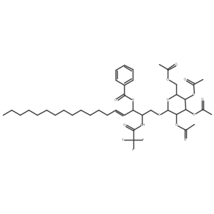 N-[(1S,2R,3E)-2-(Benzoyloxy)-1-[[(2,3,4,6-tetra-O-acetyl-I(2)-D-glucopyranosyl-13C6)oxy]methyl]-3-heptadecen-1-yl]-2,2,2-trifluoroacetamide结构式