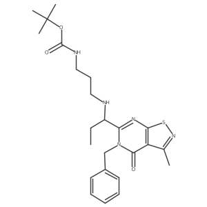 tert-butyl N-[3-[1-(5-benzyl-3-methyl-4-oxo-[1,2]thiazolo[5,4-d]pyrimidin-6-yl)propylamino]propyl]carbamate结构式