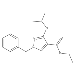 ethyl 1-benzyl-3-(isopropylamino)-1H-pyrazole-4-carboxylate结构式