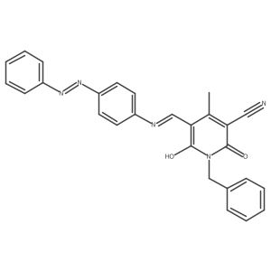 1-Benzyl-4-methyl-2,6-dioxo-5-{[4-(phenyldiazenyl)anilino]methylidene}-1,2,5,6-tetrahydro-3-pyridinecarbonitrile Structure