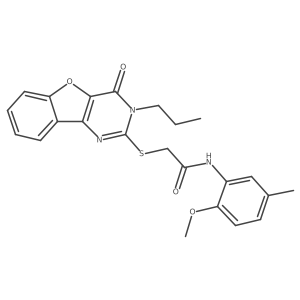 N-(2-methoxy-5-methylphenyl)-2-[(4-oxo-3-propyl-3,4-dihydro[1]benzofuro[3,2-d]pyrimidin-2-yl)sulfanyl]acetamide结构式