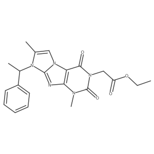 ethyl 2-(1,7-dimethyl-2,4-dioxo-8-(1-phenylethyl)-1H-imidazo[2,1-f]purin-3(2H,4H,8H)-yl)acetate Structure