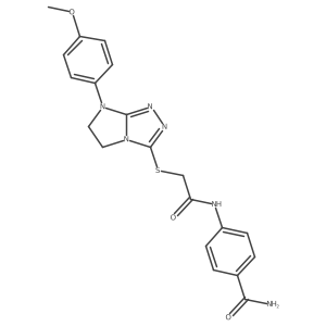 4-(2-{[7-(4-methoxyphenyl)-5H,6H,7H-imidazo[2,1-c][1,2,4]triazol-3-yl]sulfanyl}acetamido)benzamide Structure