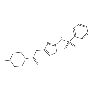 N-(4-(2-(4-methylpiperidin-1-yl)-2-oxoethyl)thiazol-2-yl)benzenesulfonamide Structure