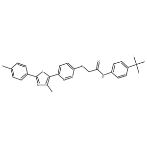 2-((6-(2-(4-fluorophenyl)-4-methylthiazol-5-yl)pyridazin-3-yl)thio)-N-(4-(trifluoromethyl)phenyl)acetamide结构式