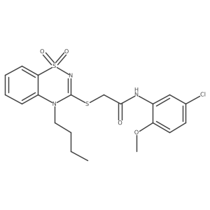 2-((4-butyl-1,1-dioxido-4H-benzo[e][1,2,4]thiadiazin-3-yl)thio)-N-(5-chloro-2-methoxyphenyl)acetamide结构式