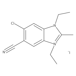 6-Chloro-5-cyano-1,3-diethyl-2-methyl-1H-benzo[d]imidazol-3-ium iodide结构式
