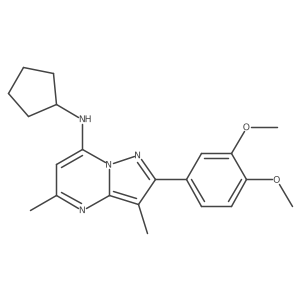 N-cyclopentyl-2-(3,4-dimethoxyphenyl)-3,5-dimethylpyrazolo[1,5-a]pyrimidin-7-amine结构式