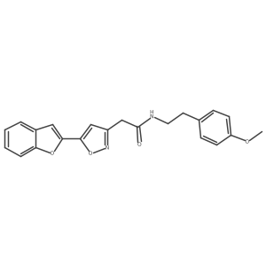 COc1ccc(CCNC(=O)Cc2cc(-c3cc4ccccc4o3)on2)cc1结构式