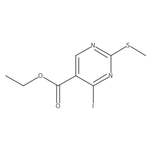 Ethyl 4-iodo-2-(methylthio)pyrimidine-5-carboxylate结构式
