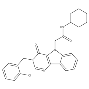 2-(3-(2-chlorobenzyl)-4-oxo-3H-pyrimido[5,4-b]indol-5(4H)-yl)-N-cyclohexylacetamide结构式