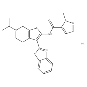 N-(3-(benzo[d]thiazol-2-yl)-6-isopropyl-4,5,6,7-tetrahydrothieno[2,3-c]pyridin-2-yl)-1-methyl-1H-pyrazole-5-carboxamide hydrochloride结构式