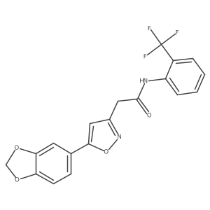 2-(5-(benzo[d][1,3]dioxol-5-yl)isoxazol-3-yl)-N-(2-(trifluoromethyl)phenyl)acetamide结构式