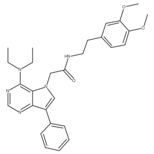 2-[4-(diethylamino)-7-phenyl-5H-pyrrolo[3,2-d]pyrimidin-5-yl]-N-[2-(3,4-dimethoxyphenyl)ethyl]acetamide结构式