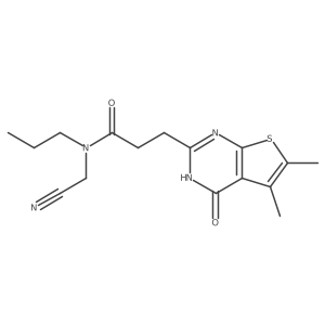N-(cyanomethyl)-3-{5,6-dimethyl-4-oxo-1H,4H-thieno[2,3-d]pyrimidin-2-yl}-N-propylpropanamide结构式