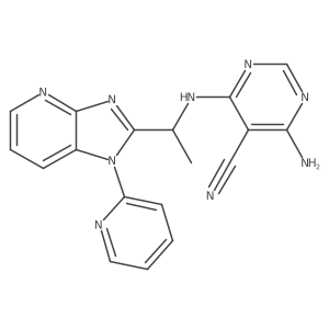 5-Pyrimidinecarbonitrile, 4-amino-6-[[(1R)-1-[1-(2-pyridinyl)-1H-imidazo[4,5-b]pyridin-2-yl]ethyl]amino]-结构式
