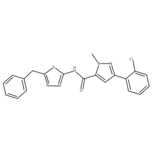 N-(5-benzyl-1,3,4-thiadiazol-2-yl)-3-(2-chlorophenyl)-1-methyl-1H-pyrazole-5-carboxamide结构式