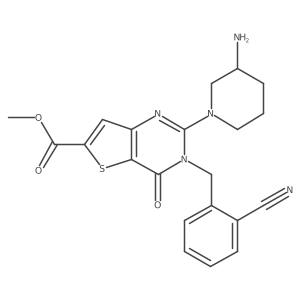 Methyl 2-(3-aminopiperidin-1-yl)-3-[(2-cyanophenyl)methyl]-4-oxothieno[3,2-d]pyrimidine-6-carboxylate结构式