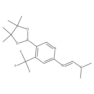 (E)-N,N-Dimethyl-N'-(5-(4,4,5,5-tetramethyl-1,3,2-dioxaborolan-2-YL)-4-(trifluoromethyl)pyridin-2-YL)formimidamide结构式