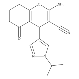 2-Amino-4-(1-isopropyl-1H-pyrazol-4-YL)-5-oxo-5,6,7,8-tetrahydro-4H-chromen-3-YL cyanide Structure