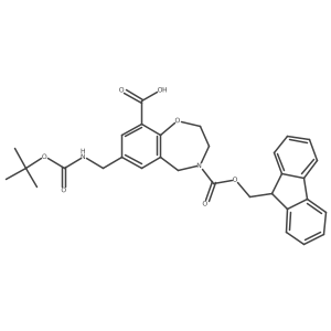 7-({[(tert-butoxy)carbonyl]amino}methyl)-4-{[(9H-fluoren-9-yl)methoxy]carbonyl}-2,3,4,5-tetrahydro-1,4-benzoxazepine-9-carboxylic acid Structure