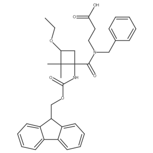 3-{N-benzyl-1-[3-ethoxy-1-({[(9H-fluoren-9-yl)methoxy]carbonyl}amino)-2,2-dimethylcyclobutyl]formamido}propanoic acid Structure