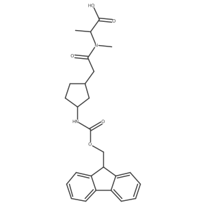 (2S)-2-{2-[(1RS,3SR)-3-({[(9H-fluoren-9-yl)methoxy]carbonyl}amino)cyclopentyl]-N-methylacetamido}propanoic acid结构式