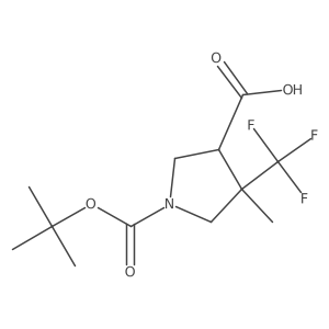 rac-(3R,4R)-1-[(tert-butoxy)carbonyl]-4-methyl-4-(trifluoromethyl)pyrrolidine-3-carboxylic acid结构式