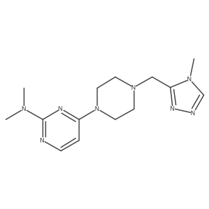 N,N-dimethyl-4-{4-[(4-methyl-4H-1,2,4-triazol-3-yl)methyl]piperazin-1-yl}pyrimidin-2-amine结构式