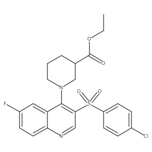 Ethyl 1-(3-((4-chlorophenyl)sulfonyl)-6-fluoroquinolin-4-yl)piperidine-3-carboxylate结构式