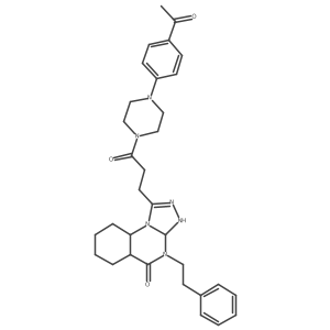 1-[3-[4-(4-Acetylphenyl)piperazin-1-yl]-3-oxopropyl]-4-(2-phenylethyl)-3,3a,5a,6,7,8,9,9a-octahydro-[1,2,4]triazolo[4,3-a]quinazolin-5-one结构式