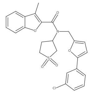N-{[5-(3-chlorophenyl)furan-2-yl]methyl}-N-(1,1-dioxidotetrahydrothiophen-3-yl)-3-methyl-1-benzofuran-2-carboxamide Structure