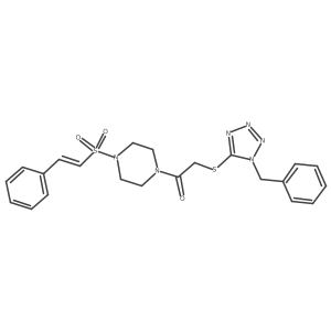 2-(1-benzyltetrazol-5-yl)sulfanyl-1-[4-[(E)-2-phenylethenyl]sulfonylpiperazin-1-yl]ethanone Structure
