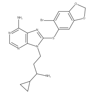 9-(3-amino-3-cyclopropyl-propyl)-8-(6-bromo-benzo[1,3]dioxol-5-ylsulfanyl)-9H-purin-6-ylamine结构式