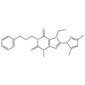 8-(3,5-dimethyl-1H-pyrazol-1-yl)-7-ethyl-3-methyl-1-(3-phenylpropyl)-1H-purine-2,6(3H,7H)-dione结构式