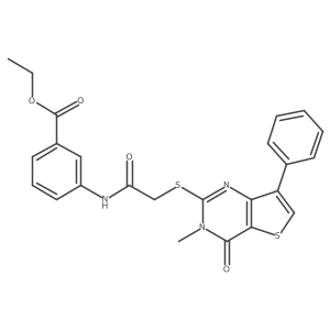 Ethyl 3-({[(3-methyl-4-oxo-7-phenyl-3,4-dihydrothieno[3,2-d]pyrimidin-2-yl)thio]acetyl}amino)benzoate结构式