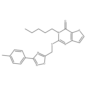 2-({[3-(4-methylphenyl)-1,2,4-oxadiazol-5-yl]methyl}sulfanyl)-3-pentyl-3H,4H-thieno[3,2-d]pyrimidin-4-one结构式