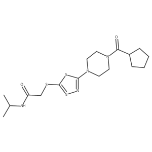 2-((5-(4-(cyclopentanecarbonyl)piperazin-1-yl)-1,3,4-thiadiazol-2-yl)thio)-N-isopropylacetamide Structure